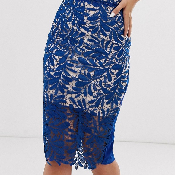 ASOS Navy Blue Lace Dress - Size 6 - Picture 5 of 6